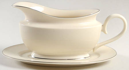 Maywood (No Design) 1999 Shape Gravy Boat & Underplate