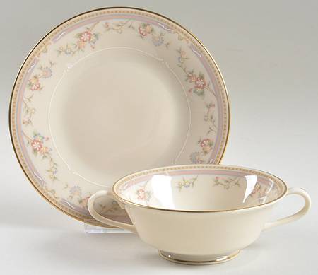 Medford Footed Cream Soup Bowl & Saucer Set