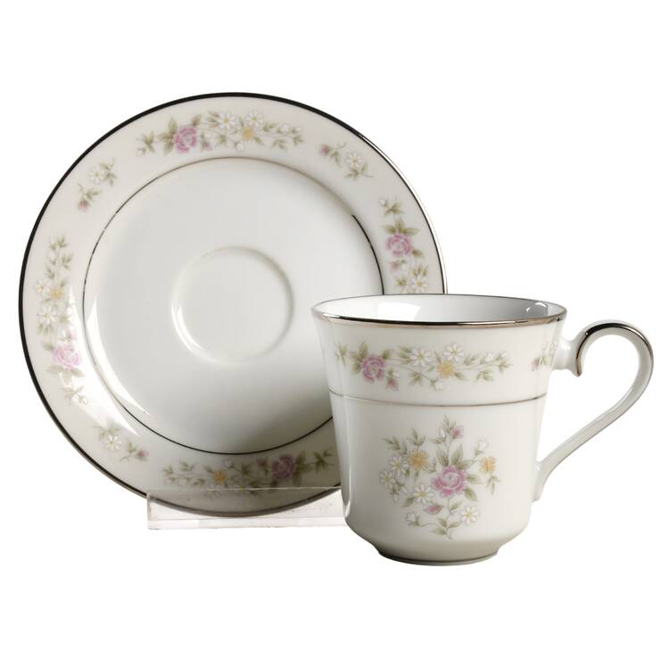 Meadow Pinks Flat Demitasse Cup & Saucer Set