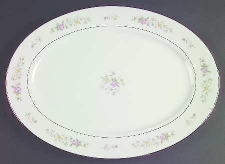 Meadow Pinks 14" Oval Serving Platter