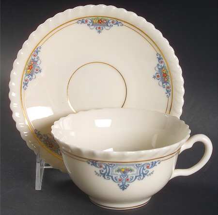 Meredith Blue Flat Cup & Saucer Set