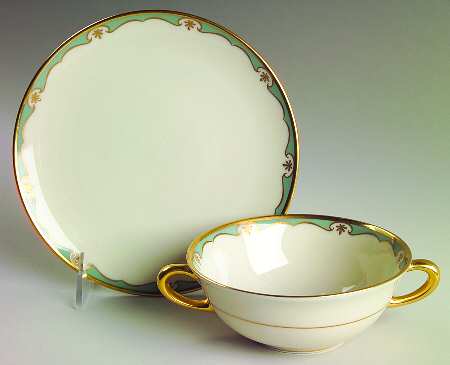 Meredith Turquoise Flat Cream Soup Bowl & Saucer Set
