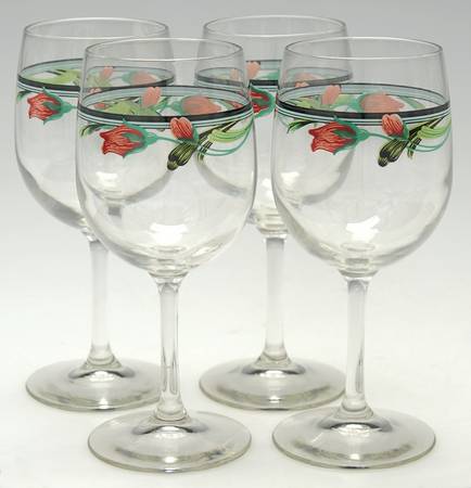 Midnight Blossoms 8 Oz Glassware Goblet - Set of 4