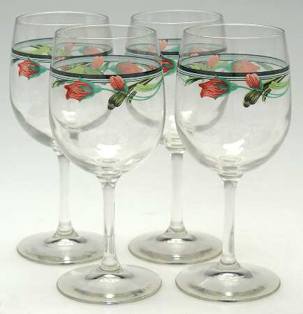 Midnight Blossoms 8 Oz Goblet - Set of 4