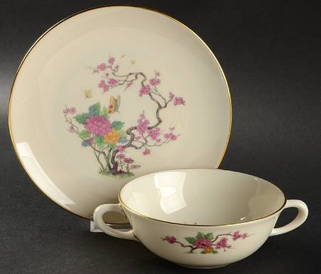 Ming Coupe Flat Cream Soup Bowl & Dessert Plate/Saucer Set