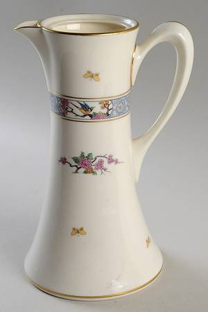 Ming-Birds (Older, Cream, Black Green Stamp) Chocolate Pot No Lid
