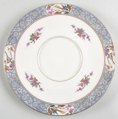 Ming-Birds (Older, Cream, Black Green Stamp) Cheese and Cracker Plate