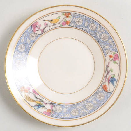 Ming-Birds (Older, Cream, Black Green Stamp) Saucer for Flat Cup