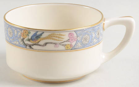 Ming-Birds (Older, Cream, Black Green Stamp) Flat Cup