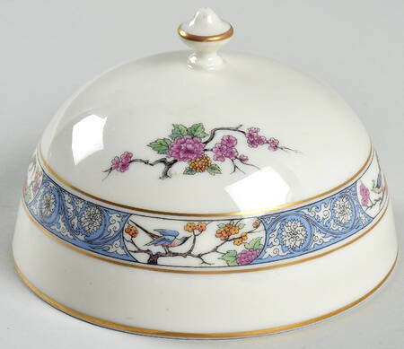Ming-Birds (Older, Cream, Black Green Stamp) Lid for Round Cheese Dish