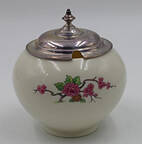 Ming-Birds (Older, Cream, Black Green Stamp) Condiment Dish & Sterling Lid