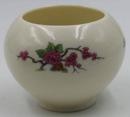 Ming-Birds (Older, Cream, Black Green Stamp) Condiment Dish No Sterling Lid