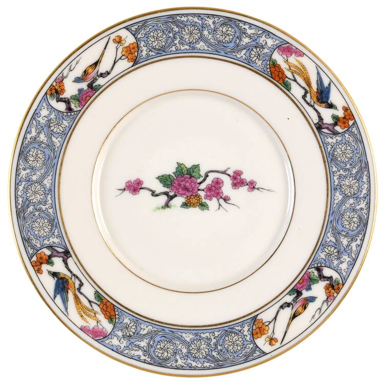 Ming-Birds (Older, Cream, Black Green Stamp) Underplate for Mayonnaise Bowl