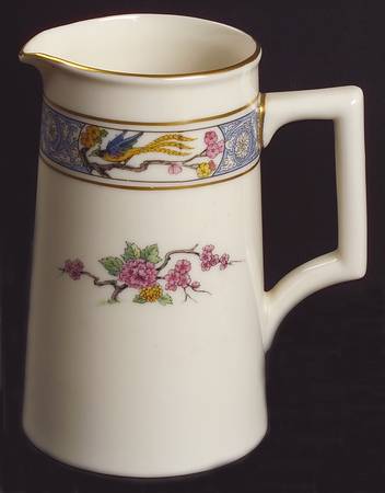 Ming-Birds (Older, Cream, Black Green Stamp) 16 Oz Pitcher, No Lid