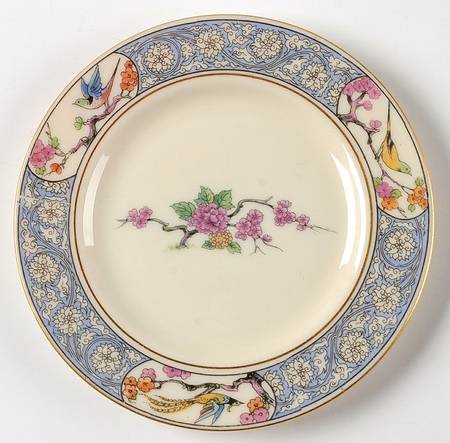 Ming-Birds (Older, Cream, Black Green Stamp) Underplate for Jam/Jelly