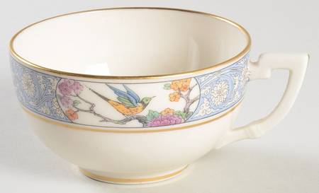 Ming-Birds (Older, Cream, Black Green Stamp) Flat Cup