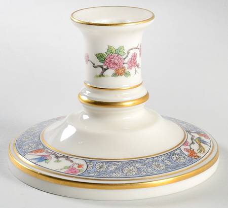 Ming-Birds (Older, Cream, Black Green Stamp) 3" Candlestick