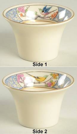 Ming-Birds (Older, Cream, Black Green Stamp) Oyster Cocktail Sauce Cup