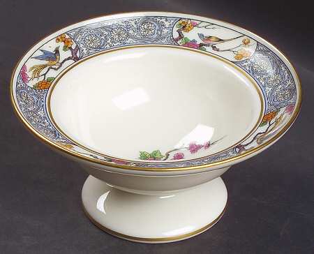 Ming-Birds (Older, Cream, Black Green Stamp) Small Baked Apple Dish