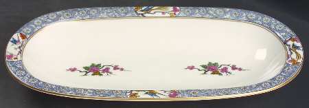 Ming-Birds (Older, Cream, Black Green Stamp) Celery