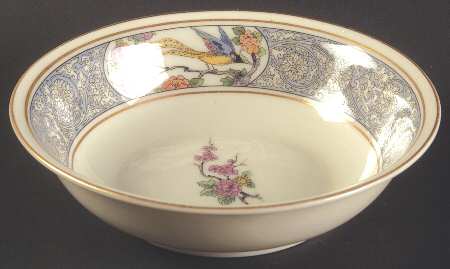 Ming-Birds (Older, Cream, Black Green Stamp) Coupe Cereal Bowl
