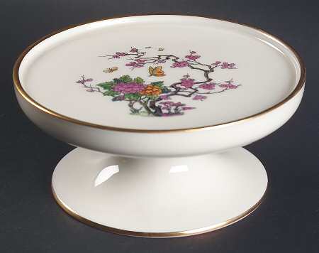 Ming-Birds (Older, Cream, Black Green Stamp) Cheese and Cracker Stand