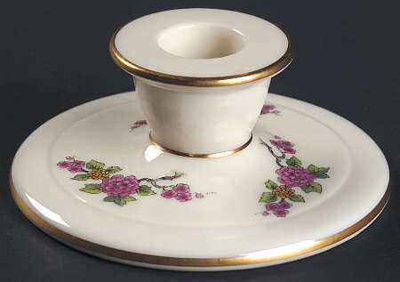 Ming-Birds (Older, Cream, Black Green Stamp) 2" Candlestick