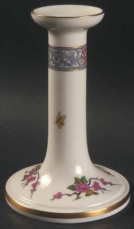 Ming-Birds (Older, Cream, Black Green Stamp) 6" Candlestick