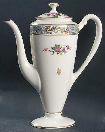 Ming-Birds (Older, Cream, Black Green Stamp) Shape 741 Coffee Pot & Lid