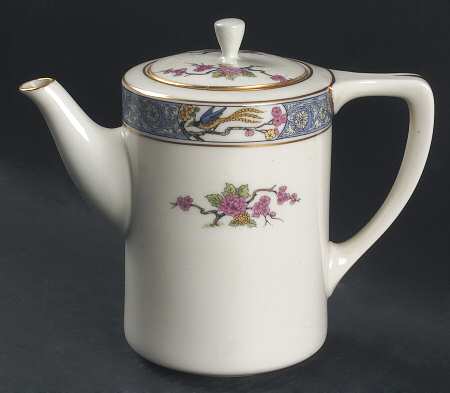 Ming-Birds (Older, Cream, Black Green Stamp) Shape 1690 1/2 Coffee Pot & Lid