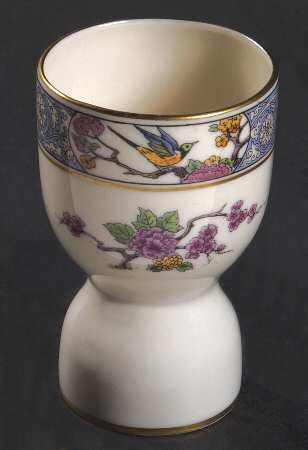 Ming-Birds (Older, Cream, Black Green Stamp) Double Egg Cup