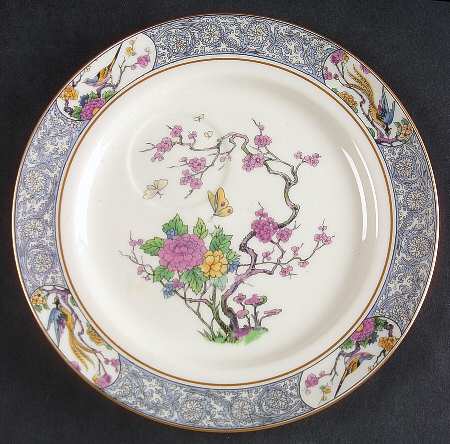 Ming-Birds (Older, Cream, Black Green Stamp) Snack Plate