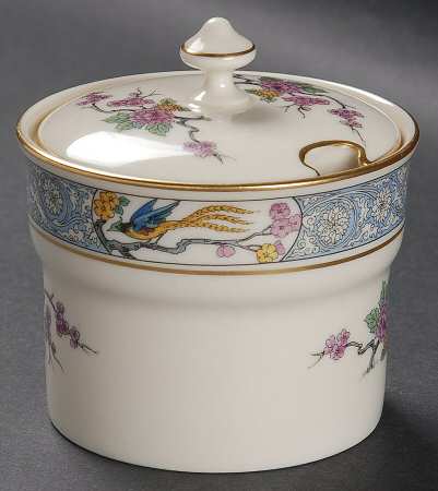 Ming-Birds (Older, Cream, Black Green Stamp) Jam/Jelly & Lid