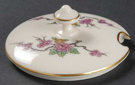 Ming-Birds (Older, Cream, Black Green Stamp) Lid for Jam/Jelly