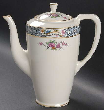 Ming-Birds (Older, Cream, Black Green Stamp) Shape 1960 Coffee Pot & Lid