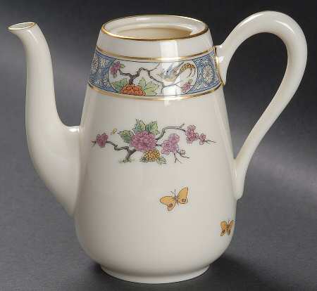 Ming-Birds (Older, Cream, Black Green Stamp) Shape 933 Breakfast Coffee Pot No Lid