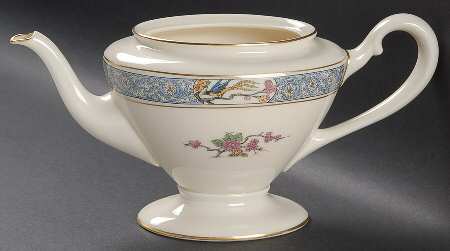 Ming-Birds (Older, Cream, Black Green Stamp) Shape 742 Small Teapot No Lid