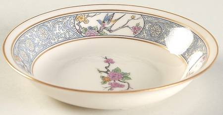 Ming-Birds (Older, Cream, Black Green Stamp) Fruit/Dessert (Sauce) Bowl