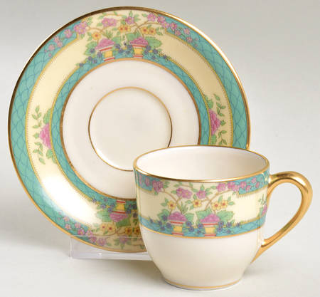 Monticello (Older Green) Flat Demitasse Cup & Saucer Set