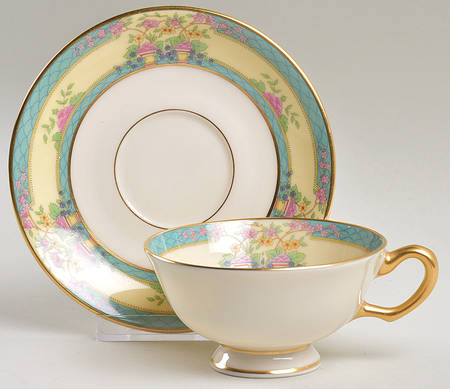 Monticello (Older Green) Footed Cup & Saucer Set