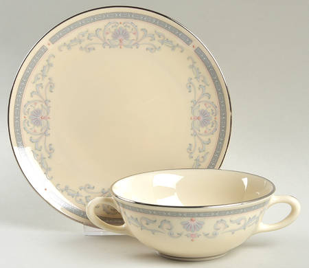Mt. Vernon Flat Cream Soup Bowl & Dessert Plate/Saucer Set