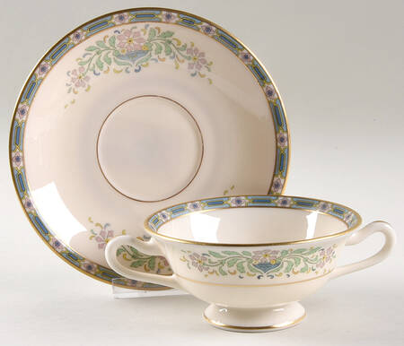 Mystic Footed Cream Soup Bowl & Saucer Set by Lenox