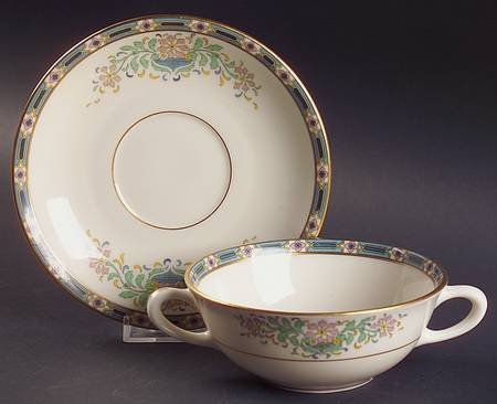 Mystic Flat Cream Soup Bowl & Saucer Set by Lenox