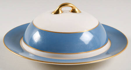 O46D Turquoise and Grey (Smooth) Butter/Muffin & Lid