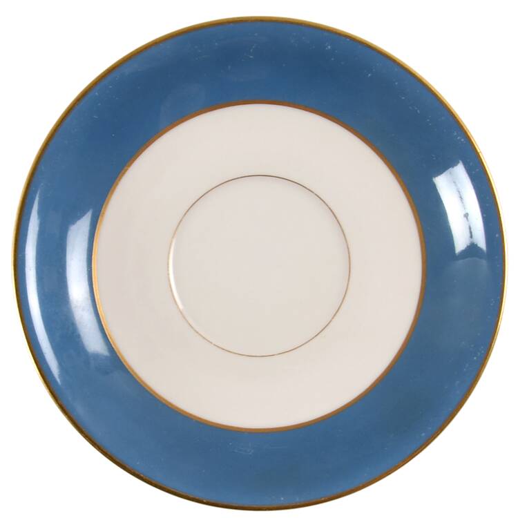 O46D Turquoise and Grey (Smooth) Saucer for Footed Bouillon Cup