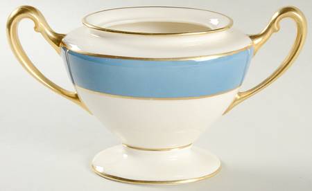 O46D Turquoise and Grey (Smooth) Shape 743 Sugar Bowl No Lid