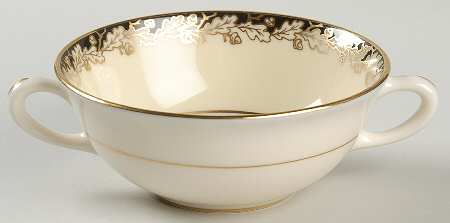 Oakleaf Black Cream Flat Cream Soup Bowl