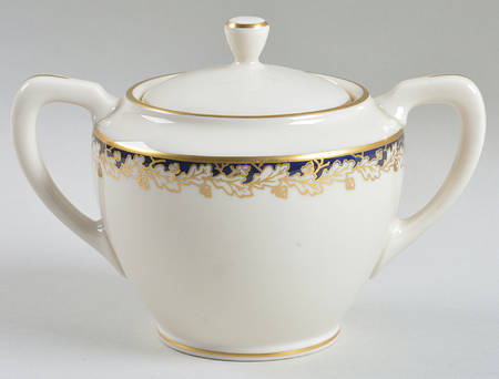 Oakleaf Cobalt Blue (All Cream) Shape 1962 Sugar Bowl & Lid