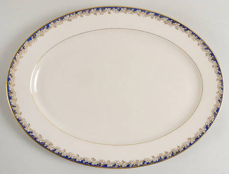 Oakleaf Cobalt Blue (All Cream) 15" Oval Serving Platter