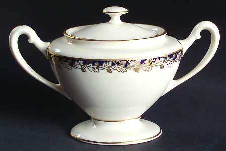 Oakleaf Cobalt Blue (All Cream) Sugar Bowl & Lid